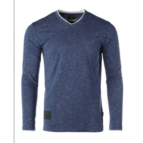 Large V Neck Slim Athletic Long Sleeve T-Shirt - Picture 1 of 8